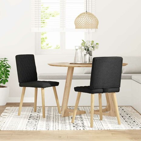 Eetkamerstoelen 2 st stof zwart 1