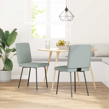 Eetkamerstoelen 2 st fluweel lichtgrijs 1