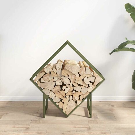 Brandhoutrek 60x25x60 cm koudgewalst staal olijfgroen 3