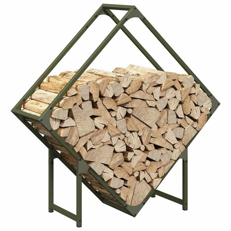 Brandhoutrek 80x25x80 cm koudgewalst staal olijfgroen 4