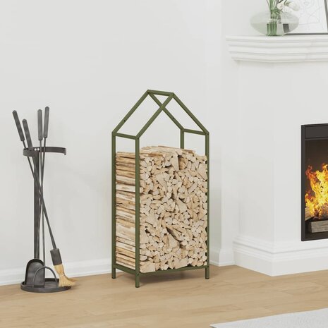 Brandhoutrek 40x25x90 cm koudgewalst staal olijfgroen 1