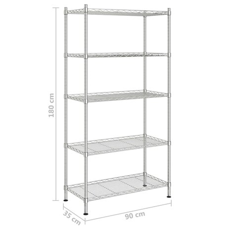 Opbergrek 5-laags 250 kg 90x35x180 cm chroomkleurig 7