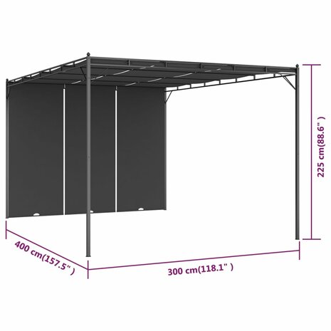 Tuinprieel met zijgordijn 4x3x2,25 m antraciet 8