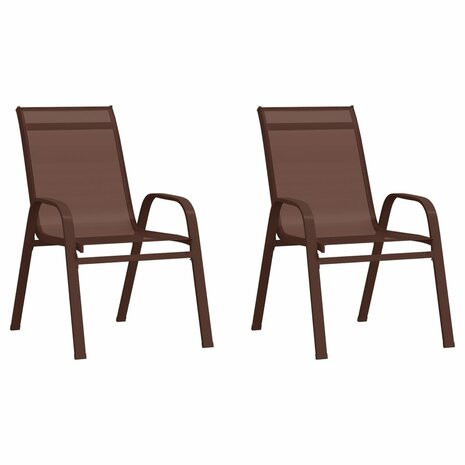 Tuinstoelen stapelbaar 2 st textileen stof bruin 1