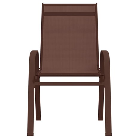 Tuinstoelen stapelbaar 2 st textileen stof bruin 2