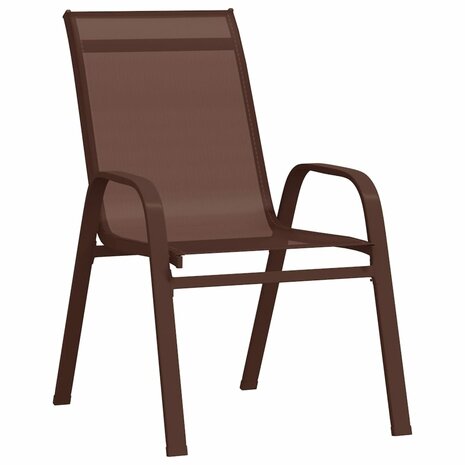 Tuinstoelen stapelbaar 2 st textileen stof bruin 3