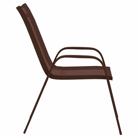Tuinstoelen stapelbaar 2 st textileen stof bruin 4