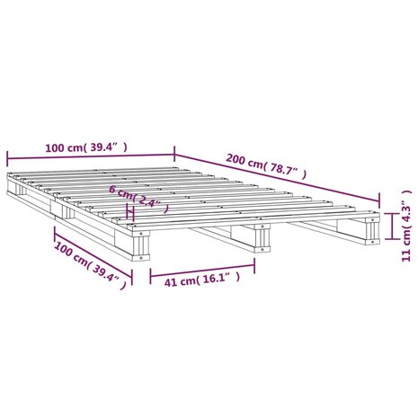 Palletbed massief grenenhout 100x200 cm 8