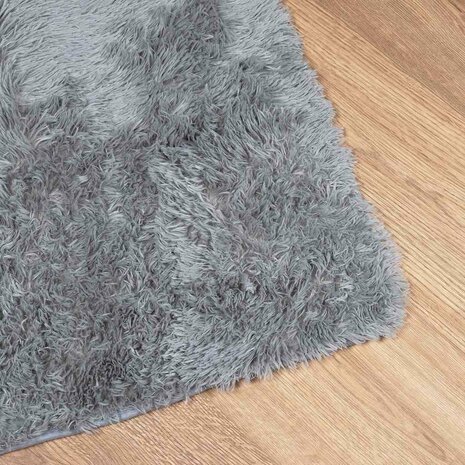 Hoogpolig vloerkleed NAVARRA 160x160 cm polyester lichtgrijs 4