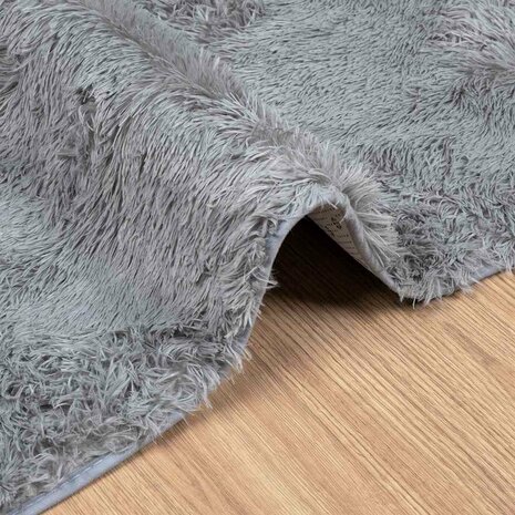 Hoogpolig vloerkleed NAVARRA 160x160 cm polyester lichtgrijs 5
