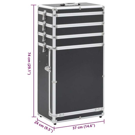 Make-up trolley aluminium zwart 9