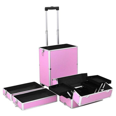 Make-up trolley aluminium roze 5