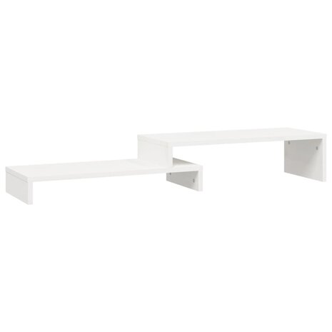 Monitorstandaard (52-101)x22x14 cm massief grenenhout wit 2