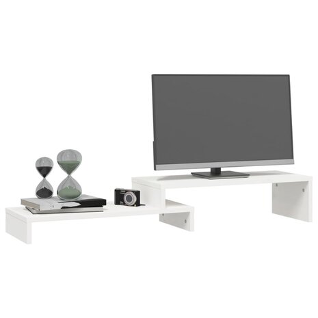 Monitorstandaard (52-101)x22x14 cm massief grenenhout wit 4
