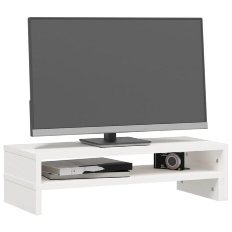 Monitorstandaard (52-101)x22x14 cm massief grenenhout wit 5