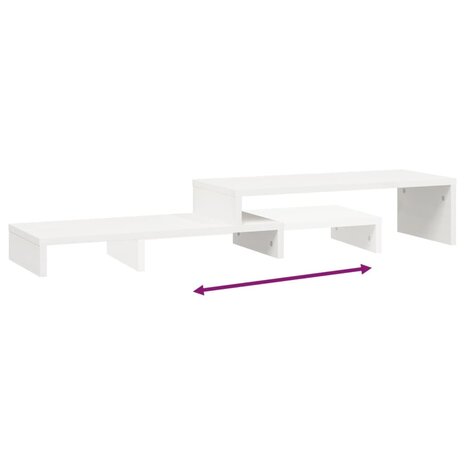 Monitorstandaard (52-101)x22x14 cm massief grenenhout wit 9