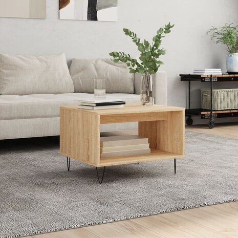 Salontafel 60x50x40 cm bewerkt hout sonoma eikenkleurig 1