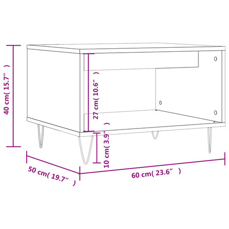 Salontafel 60x50x40 cm bewerkt hout sonoma eikenkleurig 9