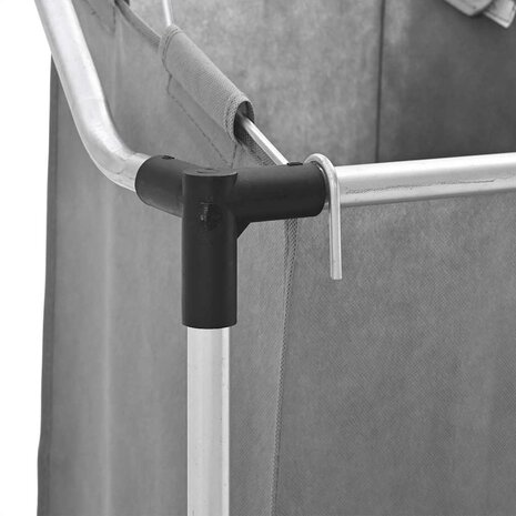 Wasmand met wielen 3 vakken grijs 8