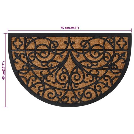 Deurmat halfrond 45x75 cm rubber en kokosvezel 7