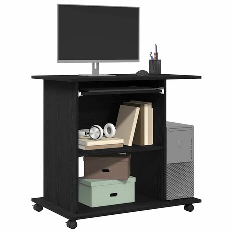 Computerbureau Zwart Eiken 80x50x75 cm Bewerkt Hout 4
