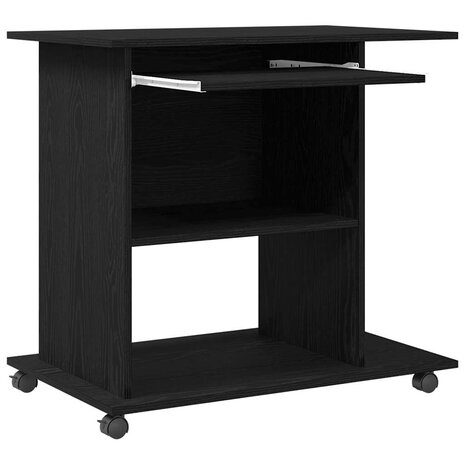 Computerbureau Zwart Eiken 80x50x75 cm Bewerkt Hout 5