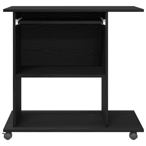 Computerbureau Zwart Eiken 80x50x75 cm Bewerkt Hout 6