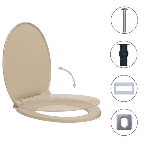 Toiletbril soft-close en quick-release ovaal beige 2