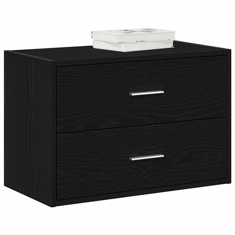 Kast met 2 lades 60x31x40 cm bewerkt hout zwart eikenkleurig 1