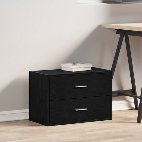 Kast met 2 lades 60x31x40 cm bewerkt hout zwart eikenkleurig 3