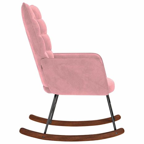 Schommelstoel fluweel roze 4