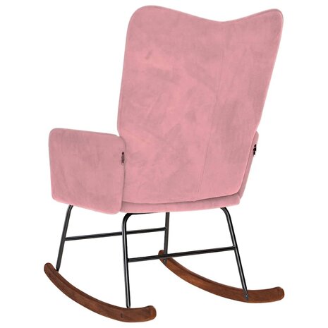 Schommelstoel fluweel roze 5