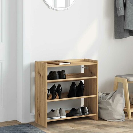 Schoenenrek 60x25x62 cm bewerkt hout artisanaal eikenkleur 3