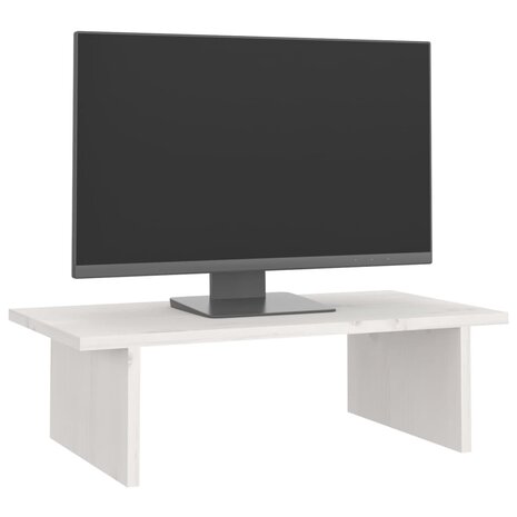 Monitorstandaard 50x27x15 cm massief grenenhout wit 4