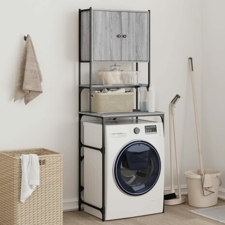 Wasmachinekast 68x48,5x194 cm grijs sonoma eikenkleurig 1