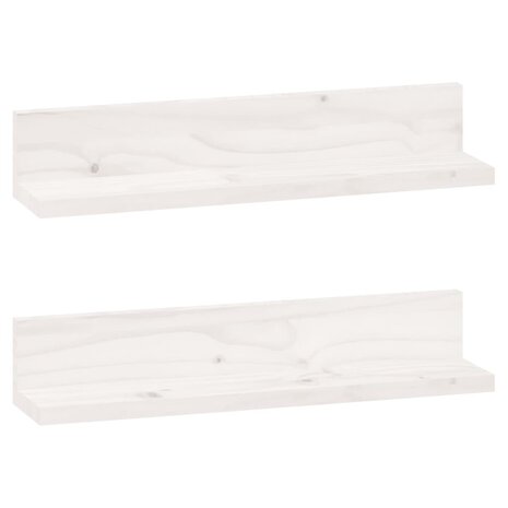 Wandkasten 2 st 50x11x9 cm massief grenenhout wit 2