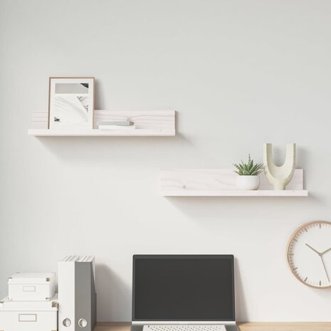 Wandkasten 2 st 50x11x9 cm massief grenenhout wit 5