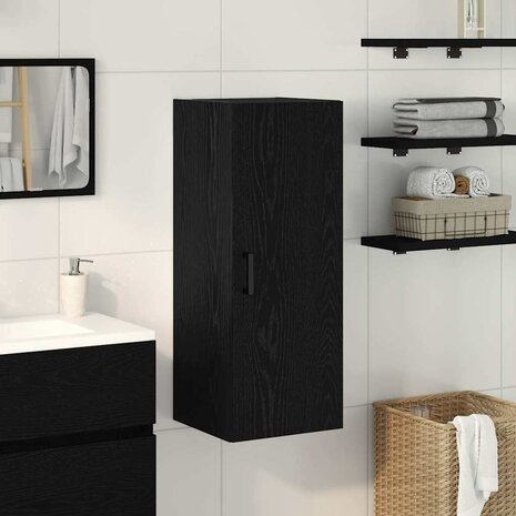 Wandkast 34,5x34x90 cm bewerkt hout zwart eikenkleurig 1