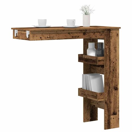 Bartafel wandgemonteerd 102x45x103,5 cm bewerkt hout oud hout 1