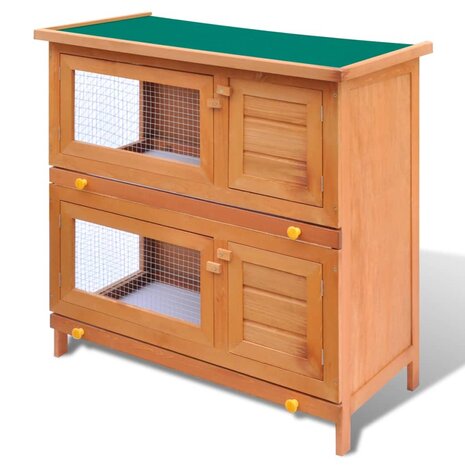 Buitenkonijnenhok voor kleine huisdieren, 4 deuren, hout 1