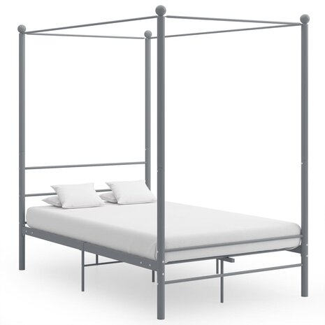 Hemelbedframe metaal grijs 140x200 cm  1