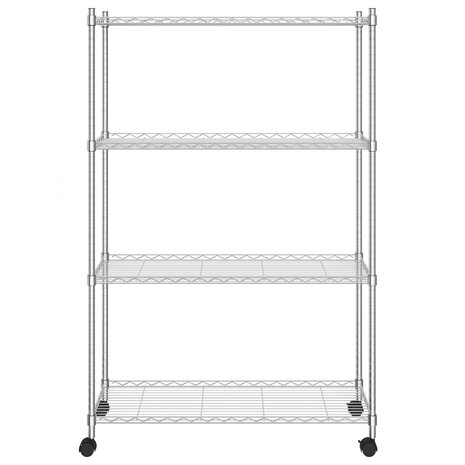 Opbergrek 4-laags met wielen 200 kg 90x35x142 cm chroomkleurig 3