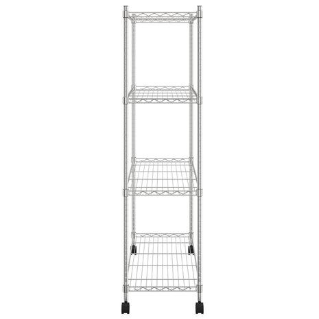 Opbergrek 4-laags met wielen 200 kg 90x35x142 cm chroomkleurig 4