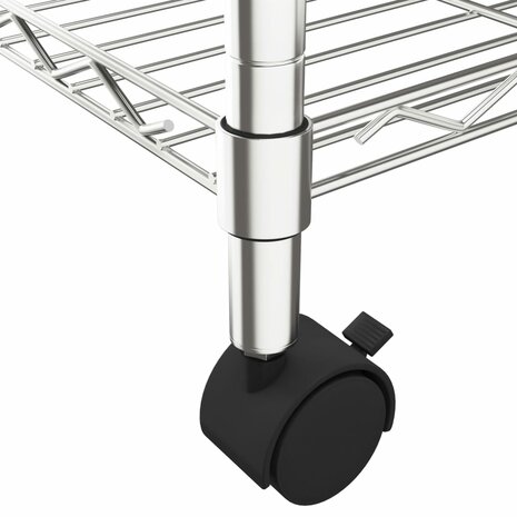 Opbergrek 4-laags met wielen 200 kg 90x35x142 cm chroomkleurig 6