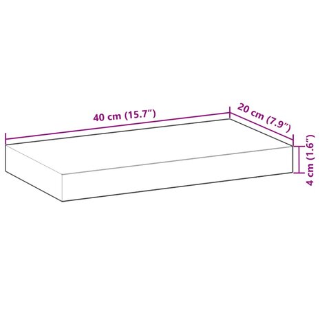Tafelblad rechthoekig 40x20x4 cm massief acaciahout 9