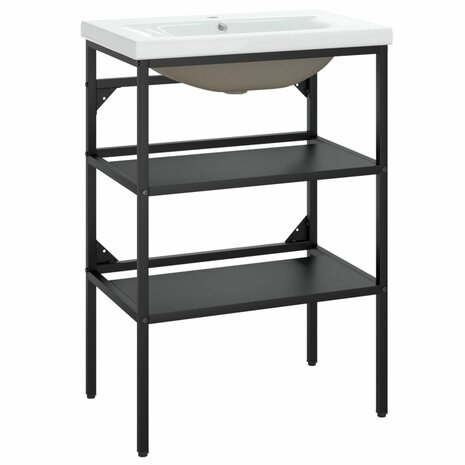 Wastafelframe met inbouwwastafel ijzer zwart 2