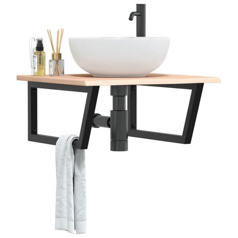 Badkamer wandschap staal en massief eikenhout 1