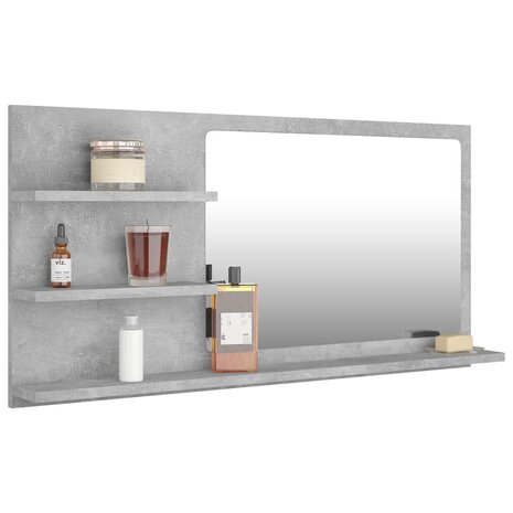 Badkamerspiegel 90x10,5x45 cm bewerkt hout betongrijs 3