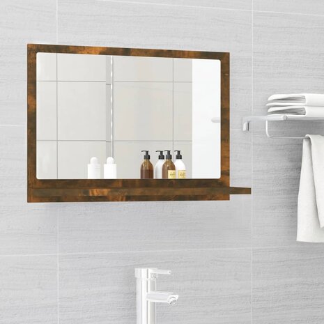 Badkamerspiegel 60x10,5x37 cm bewerkt hout gerookt eikenkleurig 1