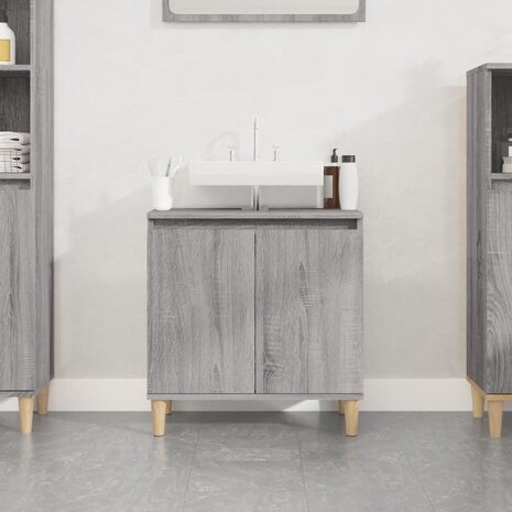 Wastafelkast 58x33x60 cm bewerkt hout grijs sonoma eikenkleurig 1